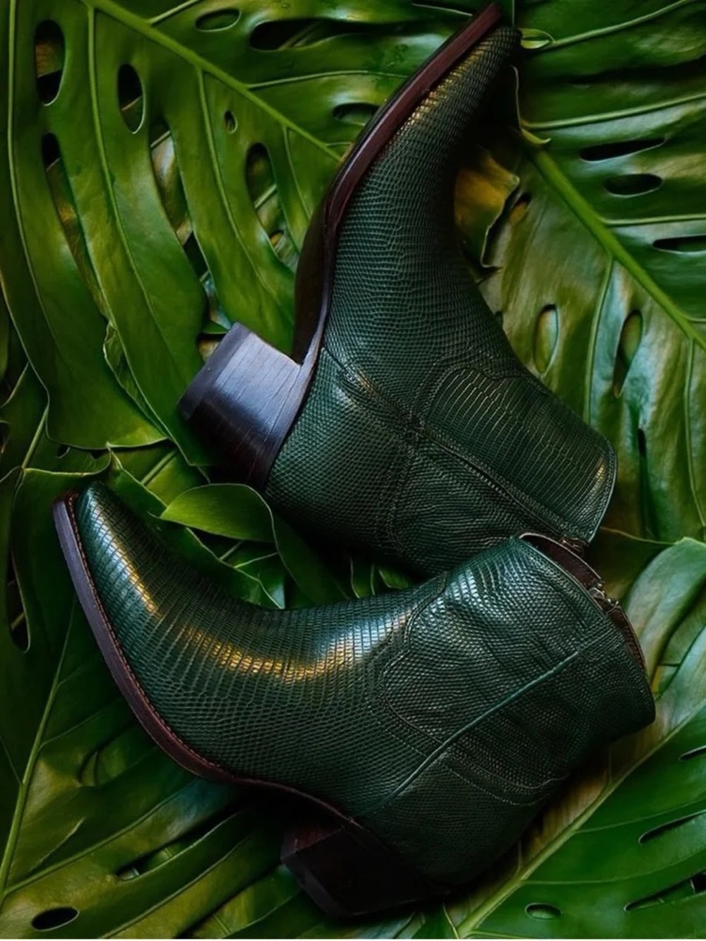 RARE Tecovas Emerald Lizard Stevie Ankle Boots - Picture 3 of 3